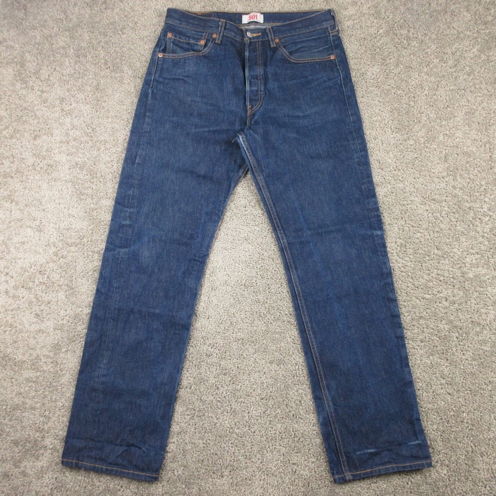 Levis Jeans Mens 32x31 (Tag 33x34) Blue 501 Button Fly Original Dark Denim Pants